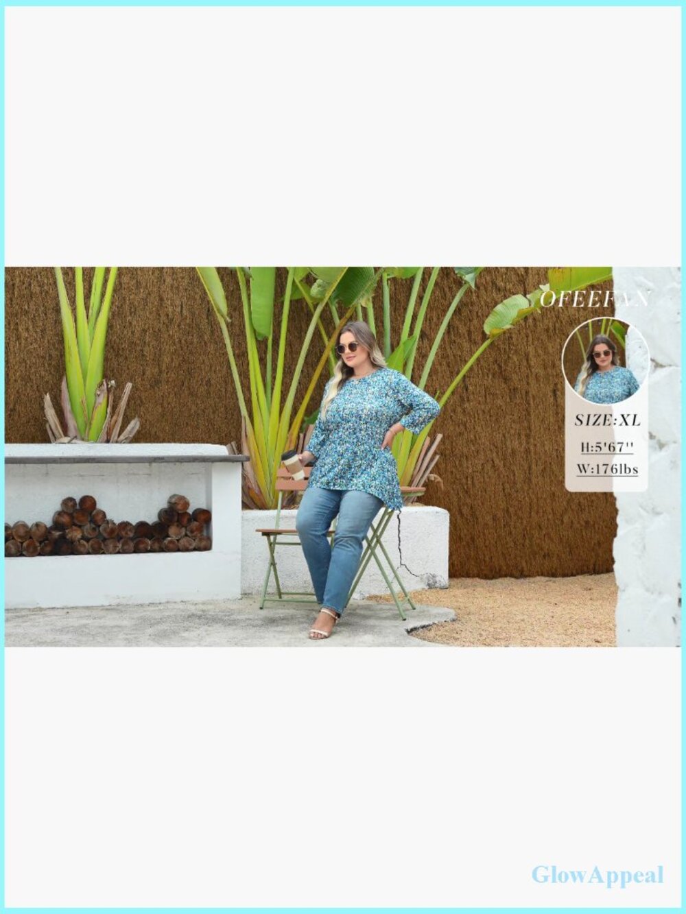3/4 Sleeve Tunic Top with Asymmetrical Hem, Loose Fit, Polyester Spandex - Picture 7 of 7